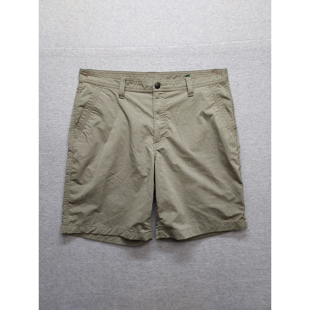 GH Bass & Co Chino Men Short 36 Beige Zip Snap Slash Pockets Stretched Casual‎